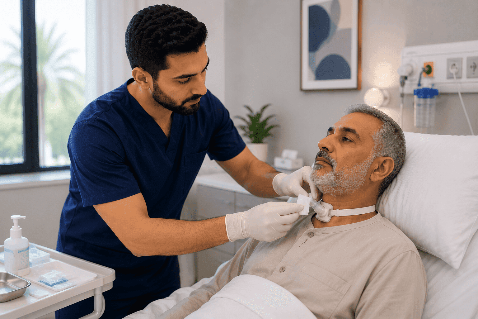 العناية بثقب القصبة الهوائية